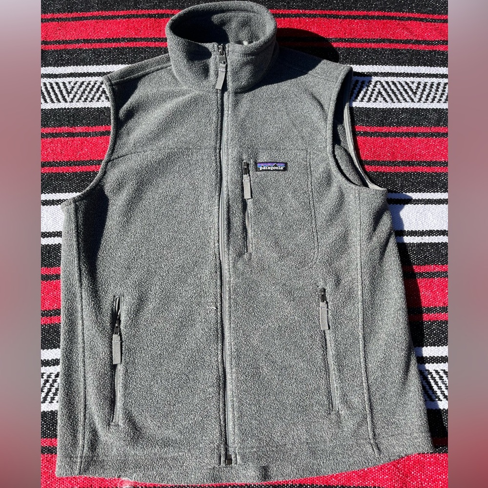 Grey Patagonia Fleece Zip Up Vest